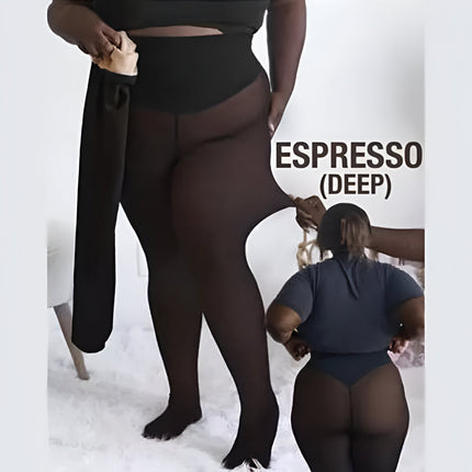 Thermal Leggings with Sheer Tights Look | High Waist Design for Warm Winter Wear