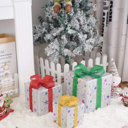 Lighted Gift Box Set with Warm LED Illumination | Classic Christmas Decoration for Indoor and Outdoor Displays