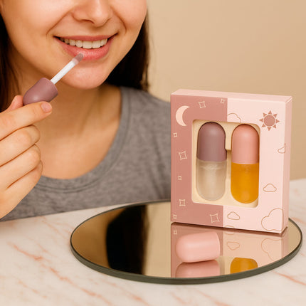Lip Gloss Plumper Set with Hydrating Balm | Dual-Action Formula for Smooth, Fuller Lips