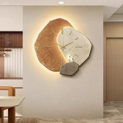 Modern Wall Clock with Silent Quartz Mechanism & Integrated LED Lighting | Stylish Timepiece for Living Rooms and Offices