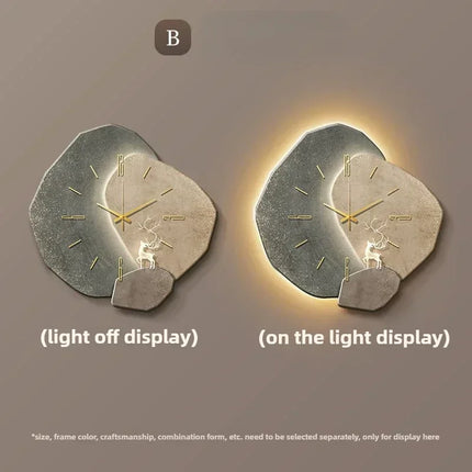Modern Wall Clock with Silent Quartz Mechanism & Integrated LED Lighting | Stylish Timepiece for Living Rooms and Offices