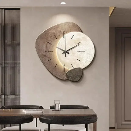 Modern Wall Clock with Silent Quartz Mechanism & Integrated LED Lighting | Stylish Timepiece for Living Rooms and Offices