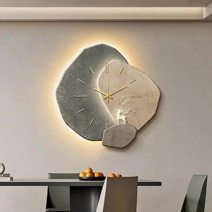 Modern Wall Clock with Silent Quartz Mechanism & Integrated LED Lighting | Stylish Timepiece for Living Rooms and Offices