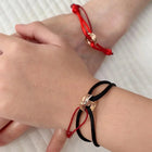 Rose Gold Charm Bracelet with Infinity Symbol, Adjustable Sliding Knot Bracelet Braided Cord, Minimalist String Bracelet