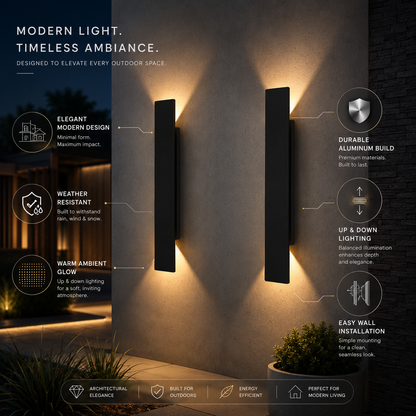 LuxeLite | Waterproof Outdoor Wall Lamp with Up Down Lighting | Durable Aluminum Design for Elegant Ambiance 3