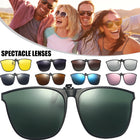 Polarized Sunglasses Clip On, UV400 Sunglasses Over Glasses with Lightweight TR90 Frame, Anti Glare Glasses for Driving