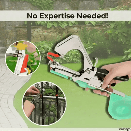 Plant Tying Machine for Garden Plants and Stems, Squeeze Action Tool with Tape and Staples, Ties Plants 5 Times Faster