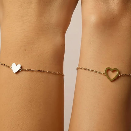 Adjustable Heart Chain Bracelet for Couples with Romantic Charm | Comfortable Jewelry Gift in Gold or Silver