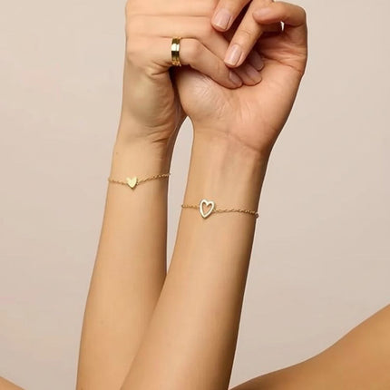 Adjustable Heart Chain Bracelet for Couples with Romantic Charm | Comfortable Jewelry Gift in Gold or Silver