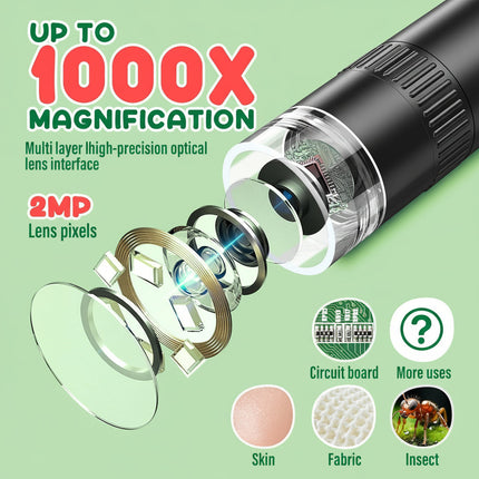 Digital Microscope with HD Screen and 50x-1000x Magnification | Portable Science Learning Tool for Kids