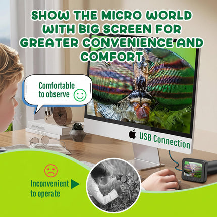Digital Microscope with HD Screen and 50x-1000x Magnification | Portable Science Learning Tool for Kids