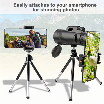 8x42 Monocular Telescope with Phone Adapter for Clear Long-Distance Viewing | Lightweight Design for Bird Watching and Travel