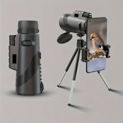 8x42 Monocular Telescope with Phone Adapter for Clear Long-Distance Viewing | Lightweight Design for Bird Watching and Travel