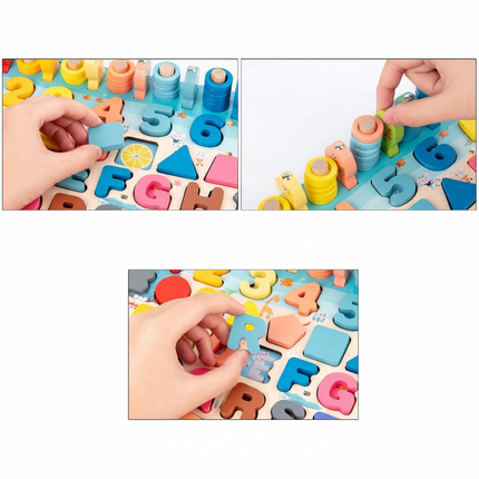 Montessori Wooden Activity Board for Toddlers with Cognitive Games | Interactive Learning Toy for Early Development