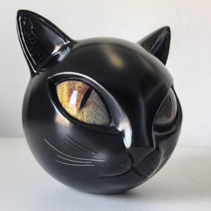 Mystic Cat Head Sculpture with Artistic Design | Unique Home Decor Accent for Cat Lovers and Creative Spaces