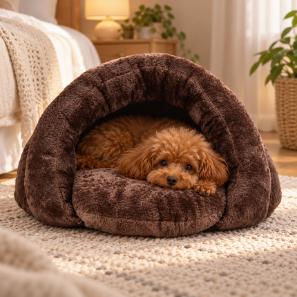 Dog Beds for Small Dogs, Machine Washable Dog Bed, Calming Cave Dog Bed with Bolster, Soft Plush Pet Bed for Crate_01