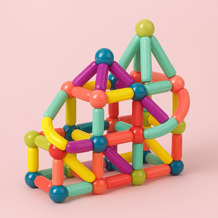 Magnetic Building Blocks Set with Durable Pieces | STEM Educational Toy for Creative Learning and Fine Motor Skills