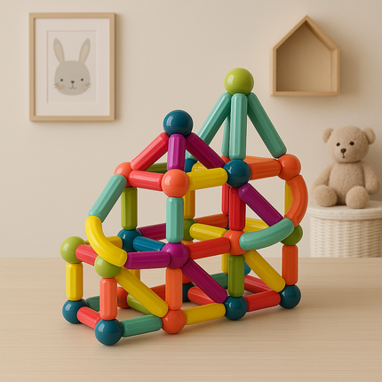 Magnetic Building Blocks Set with Durable Pieces | STEM Educational Toy for Creative Learning and Fine Motor Skills