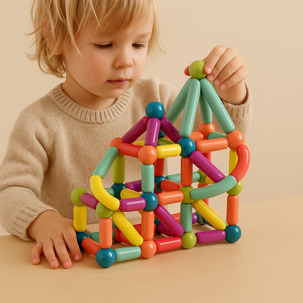 Magnetic Building Blocks Set with Durable Pieces | STEM Educational Toy for Creative Learning and Fine Motor Skills