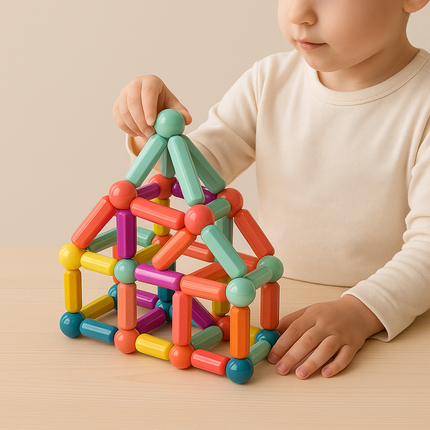 Magnetic Building Blocks Set with Durable Pieces | STEM Educational Toy for Creative Learning and Fine Motor Skills