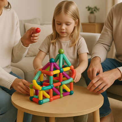 Magnetic Building Blocks Set with Durable Pieces | STEM Educational Toy for Creative Learning and Fine Motor Skills