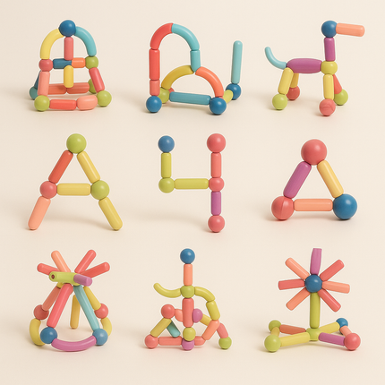 Magnetic Building Blocks Set with Durable Pieces | STEM Educational Toy for Creative Learning and Fine Motor Skills