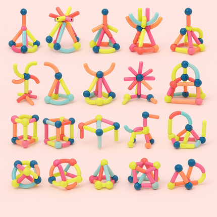 Magnetic Building Blocks Set with Durable Pieces | STEM Educational Toy for Creative Learning and Fine Motor Skills