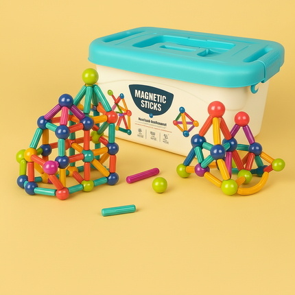 Magnetic Building Blocks Set with Durable Pieces | STEM Educational Toy for Creative Learning and Fine Motor Skills
