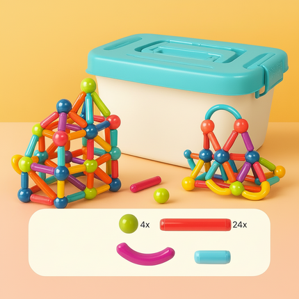 Magnetic Building Blocks Set with Durable Pieces | STEM Educational Toy for Creative Learning and Fine Motor Skills