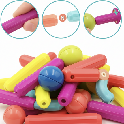 Magnetic Building Blocks Set with Durable Pieces | STEM Educational Toy for Creative Learning and Fine Motor Skills