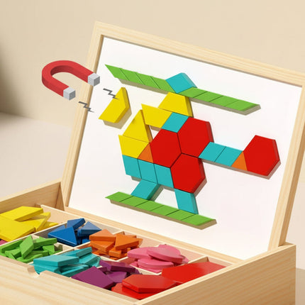 Magnetic Wooden Puzzle Toy Set with 248 Blocks | Educational STEM Learning for Creative Play