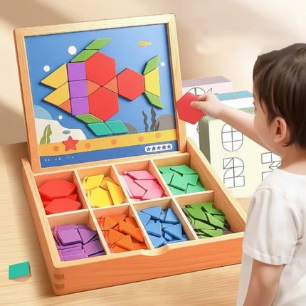 Magnetic Wooden Puzzle Toy Set with 248 Blocks | Educational STEM Learning for Creative Play