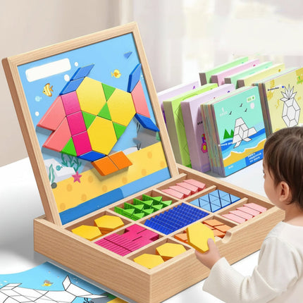 Magnetic Wooden Puzzle Toy Set with 248 Blocks | Educational STEM Learning for Creative Play
