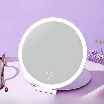 Lighted Travel Makeup Mirror with Bright LED Ring | Compact Folding Design for Easy Storage and On-the-Go Use
