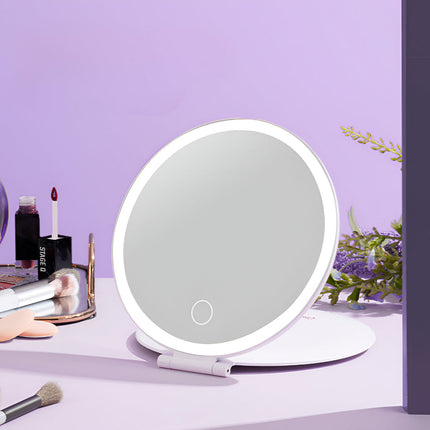 Lighted Travel Makeup Mirror with Bright LED Ring | Compact Folding Design for Easy Storage and On-the-Go Use