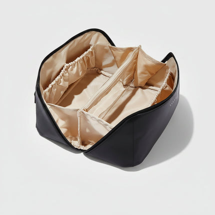 Large Makeup Bag Travel Cosmetic Organizer with Open-Flat Design | Water-Resistant Storage for Skincare and Beauty Essentials