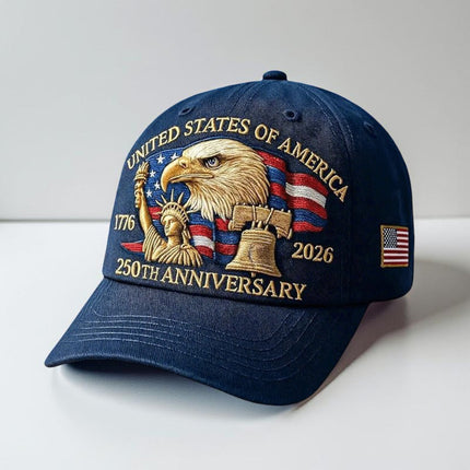 Men's Patriotic Baseball Cap with Eagle Embroidery | Adjustable 250th Anniversary Hat for Outdoor Events