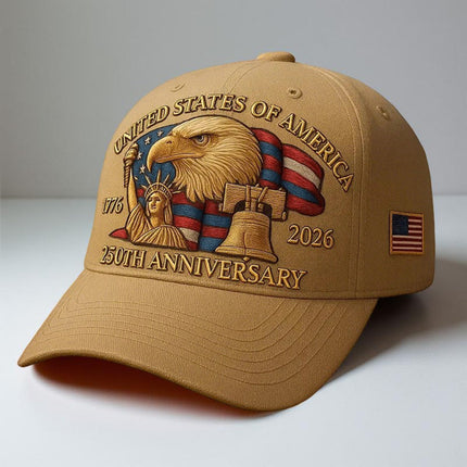 Men's Patriotic Baseball Cap with Eagle Embroidery | Adjustable 250th Anniversary Hat for Outdoor Events