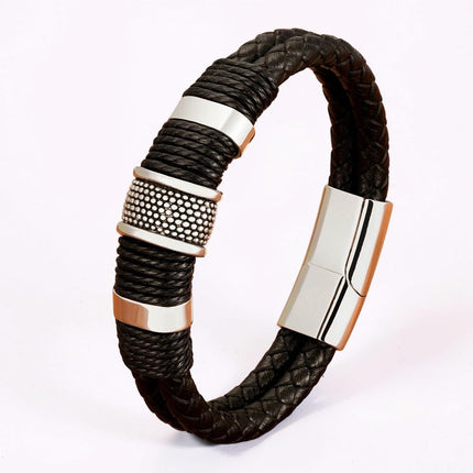 Men's Braided Wristband Bracelet with Magnetic Clasp | Textured Style for Everyday Casual and Smart-Casual Looks
