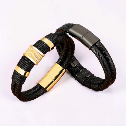 Men's Braided Wristband Bracelet with Magnetic Clasp | Textured Style for Everyday Casual and Smart-Casual Looks