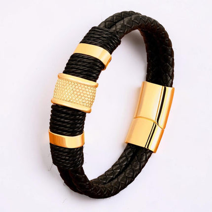 Men's Braided Wristband Bracelet with Magnetic Clasp | Textured Style for Everyday Casual and Smart-Casual Looks