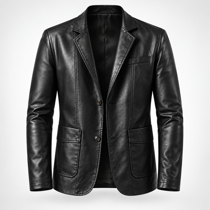 Mens Blazer Jacket, Lamb Leather Blazer for Men with Two Button Closure, Leather Suit Jacket, Modern Cut Leather Jacket_01
