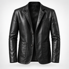 Mens Blazer Jacket, Lamb Leather Blazer for Men with Two Button Closure, Leather Suit Jacket, Modern Cut Leather Jacket_01