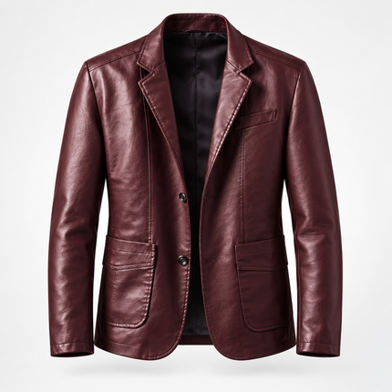 Mens Blazer Jacket, Lamb Leather Blazer for Men with Two Button Closure, Leather Suit Jacket, Modern Cut Leather Jacket_02