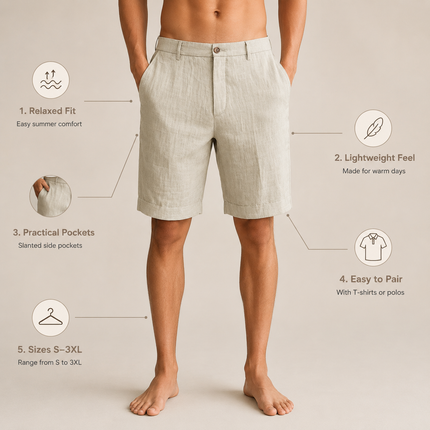 Men's Casual Summer Shorts with Elasticated Waistband | Lightweight Comfort for Beach and Everyday Wear