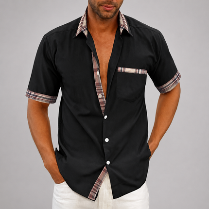 Men's Short Sleeve Casual Button-Up Shirt with Tailored Fit | Versatile Summer Wear for Comfort and Style