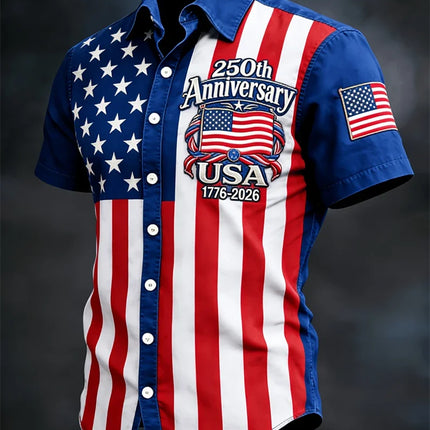 Men's Hawaiian Shirt with USA Flag Design | Soft Breathable Fabric for Summer Comfort 1
