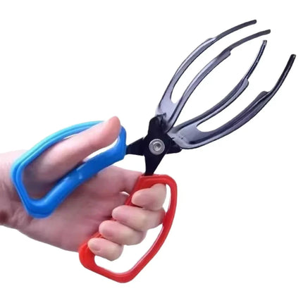 Fish Gripper Tool with Rounded Claw Tips and Long-Reach Handles, Two or Three Teeth, for Catch and Release Fishing