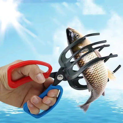 Fish Gripper Tool with Rounded Claw Tips and Long-Reach Handles, Two or Three Teeth, for Catch and Release Fishing