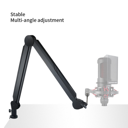 Adjustable Microphone Stand with Boom Arm & Cable Management | Versatile Desk Setup for Recording and Streaming